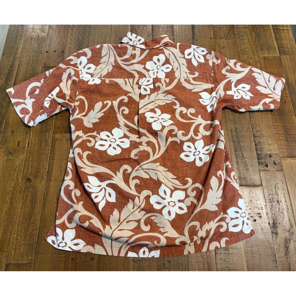 Kahala 1936 Mens Small Orange Floral Hawaiian Popover Shirt Cotton 3048 5658 - Picture 8 of 9